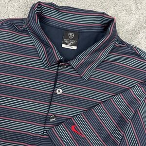 Nike Dri-FIT UV Golf Polo Shirt Striped Athletic Performance Casual Men's XL